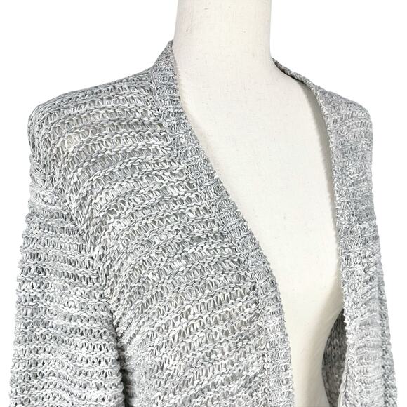 EILEEN FISHER Open Knit Cotton-Nylon Light Gray Open Front Cardigan Size L - Picture 5 of 7